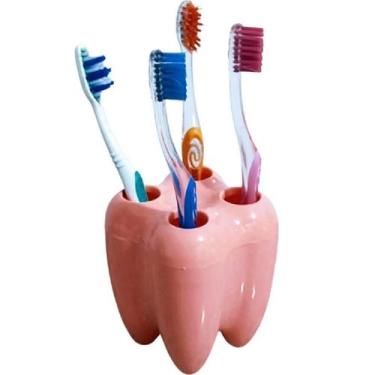Imagem de Porta Escova Fofa Modelo Dente Infantil Meninas Cor Rosa - Isanog