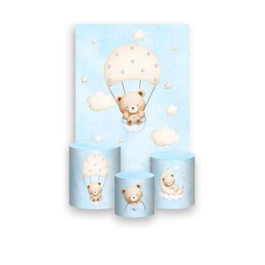 Imagem de Painel De Festa Vertical 1,50 x 2,20 + Trio De Capas Cilindro - Ursinh