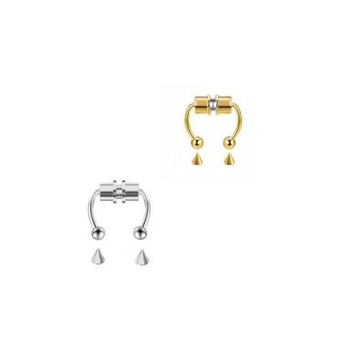 Imagem de Kit C 2 Piercing Magnético De Nariz Septo Falso - Yukio, Prata, Gold