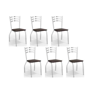 Imagem de Cadeira Sala de Jantar Portugal C007 Kit 6 Un Cromada/Preto 110 - Kappesberg