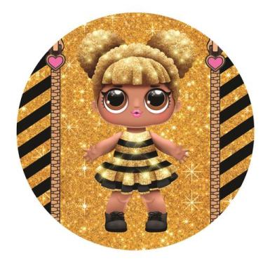 Imagem de Painel Festa Decoração Redondo Sublimado  LoL Queen Bee Gold 1,50X1,50