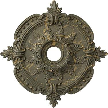 Imagem de Ekena Millwork CM28BEACS Benson Medalhão clássico de teto, 71 cm de diâmetro externo x 10 cm de identificação x 3,8 cm de P, cobre antigo, 28 3/8"OD x 3 3/4"ID x 1 5/8"P (Fits Canopies up to 6 1/2"), Hand-Painted Witch Hazel Crackle