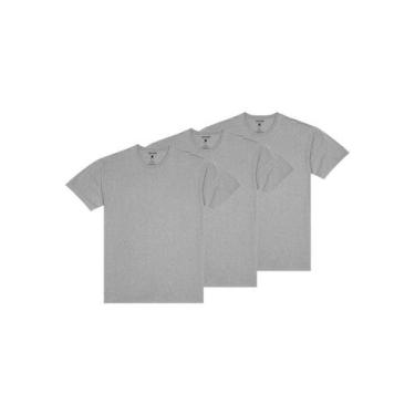 Imagem de Kit com 3 Camisetas Masculina Malwee 1000004423, Cinza, GG