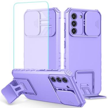 Imagem de Tothedu Capa para Galaxy S22 Plus, capa para Samsung S22+ 5G SM-S906U com protetor de tela de vidro temperado e capa deslizante para câmera, capa protetora fina com suporte para Samsung Galaxy S22+