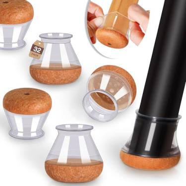 Imagem de YOZON 2023 Novos Protetores de Piso para Pernas de Cadeira para Pisos de Madeira Almofadas de Móveis de Feltro Tampas de Silicone 32 Pacotes Antiderrapantes Reduzem Ruído Transparente Redondo Ajuste M