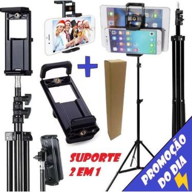Imagem de Tripé Pedestal 2 Metros Suporte Apoio Encaixe Para Tablet Celular Univ