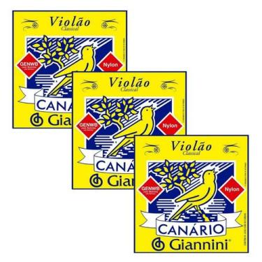 Imagem de Encordoamento Giannini para violão Canário Náilon GENWB Kit com 3 jogo