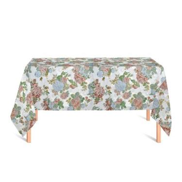 Imagem de Toalha de Mesa Retangular em Tecido Jacquard Estampado Floral Rosa Env