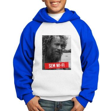 Imagem de Moletom Infantil Sem Wi-Fi - Foca na Moda, Branco, Azul, 6