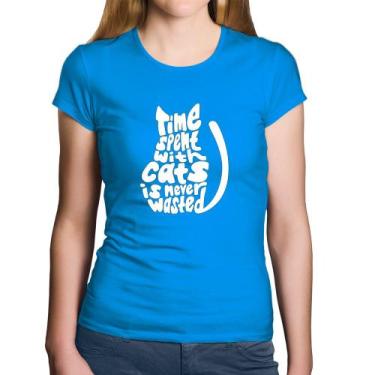 Imagem de Baby Look Algodão Time spend with cats is never wasted - Foca na Moda,
