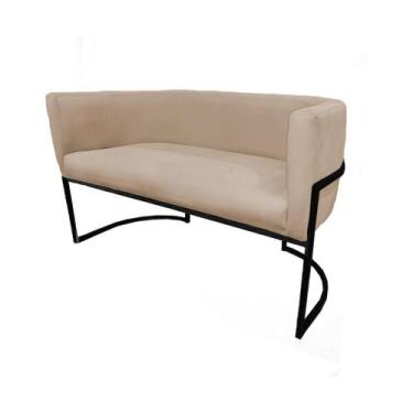 Imagem de Namoradeira Luana Base Metálica Preta Suede Cappuccino - Belliv Decor