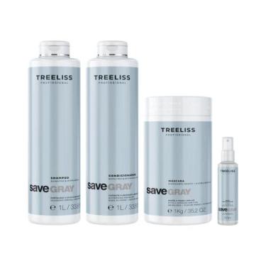 Imagem de Kit Save Gray 1 litro Shampoo Condicionador Máscara e Spray - Treeliss