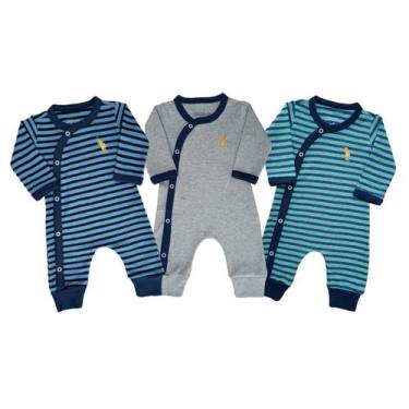 Imagem de Kit Roupa de Bebê 3 Macacão Pijama Manga Longa Enxoval - Patrulha Stre