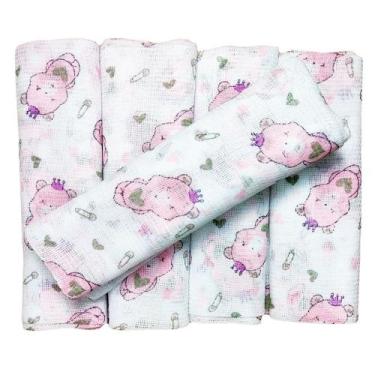 Imagem de Fralda de Pano Bebê Simples Kit com 5 Unidades 60x60cm 100% algodão Mi