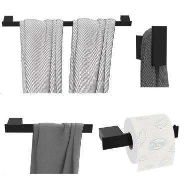 Imagem de Kit De Acessórios De Banheiro 4 Peças Preto Fosco U.Master - UNIDAS ST