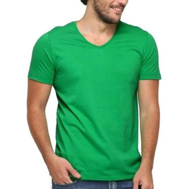 Imagem de Camiseta Gola V Masculina Liso Algodão Camisa Atacado - Vesttuario, Ve
