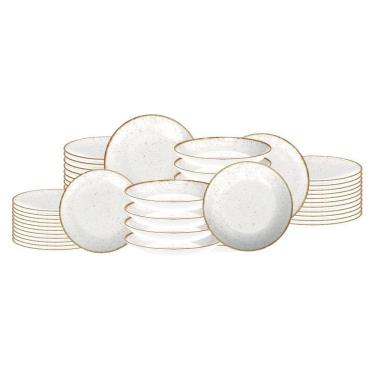 Imagem de Jogo De Pratos Rústico Marrom 48 Peças Em Porcelana Decorada - Tramontina