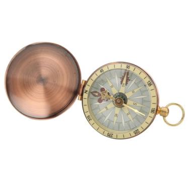 Imagem de Bússola de Relógio de Bolso de Cobre de Metal Vintage para Caminhadas, Acampamento, Bússola Vintage Portátil para Atividades Ao Ar Livre, Bússola Vintage Leve para Viagens de