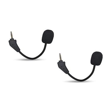 Imagem de UNCLE LIGHT Pacote com 2 microfones de jogo de substituição para fones de ouvido estéreo Corsair HS50 H60 HS70 Series para PS4 PS5 Xbox One PC, microfone boom removível de 3,5 mm com cancelamento de