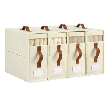 Imagem de Organizadores e armazenamento de lençóis, pacote com 4 organizadores e armazenamento de roupa de cama, armazenamento de roupa de cama dobrável para lençóis, capas de edredom e travesseiro (tamanho