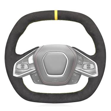 Imagem de MEWANT Capa de volante de carro costurada à mão para Chevrolet Stingray Z06 Corvette (C8) 2020-2022