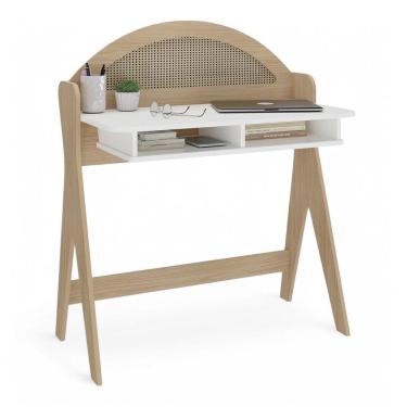 Imagem de Mesa Escrivaninha Penteadeira Cecília Orgânica 90cm 100%MDF com Nicho Integrado - Desk Design