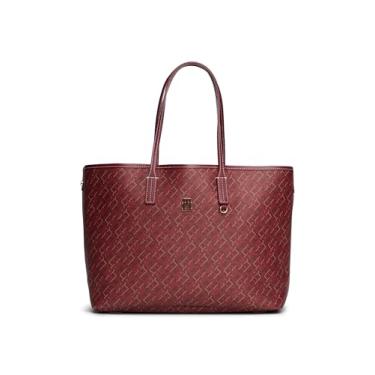 Imagem de Tommy Hilfiger Bolsa de couro monopolista com bolso com zíper, Rouge, One Size
