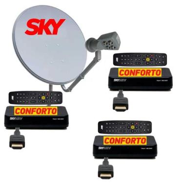 Imagem de Antena SKY PRE PAGO CONFORTO HD para 03 pontos de TV