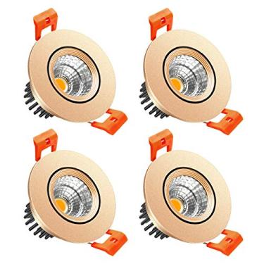 Imagem de LightingWill Luz de LED regulável de 2 polegadas, luz de teto embutida 3W COB, luz do dia branca 5500K-6000K, CRI80, 25W equivalente a lâmpadas halógenas, ouro (4 peças)