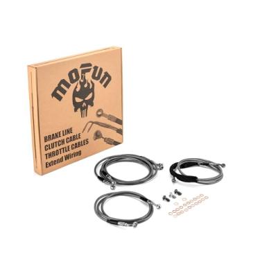 Imagem de Mofun Extended Length ABS Hydraulic Front Brake Line and Hydraulic Clutch Cable Compatible with Harley Touring Road King Street Electra Road Glide 2014-2016, Fit 16"-18" Handlebar Black