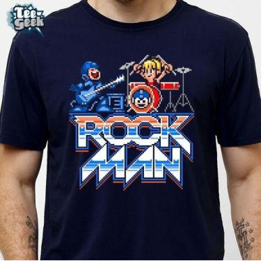 Imagem de Camiseta Mega Man Rock Band Jogo Game - Vesttuario, G, Azul marinho