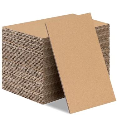 Imagem de Pacote com 50 folhas de papelão ondulado, inserções de papelão plano, separadores de quadrados planos para projetos de arte, suprimentos de artesanato DIY (20 x 12 cm, marrom)