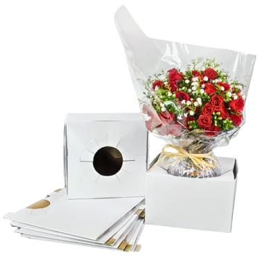 Imagem de Holiday Designs - Pacote Com 10 Caixas De Entrega De Floricultura De Dobra Rápida, Caixas De Vasos De Papelão Ondulado Para Arranjos Florais Seguros Durante O Transporte, 8 X 8 X 5 (Grande)
