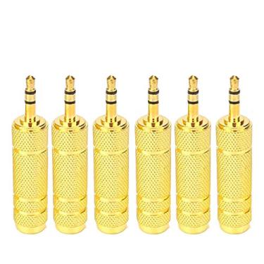 Imagem de Eledabra 6PCS 3.5mm 1/8" Male Plug TRS to 6.35mm 1/4" Female Stereo Jack Adaptor-Gold P...