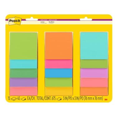 Imagem de Post-it Notas super adesivas, 7,6 x 7,6 cm, 15 blocos, 2x The Sticking Power, Neons Supernova e coleções Energy Boost, recicláveis (654-15SSMULTI2)