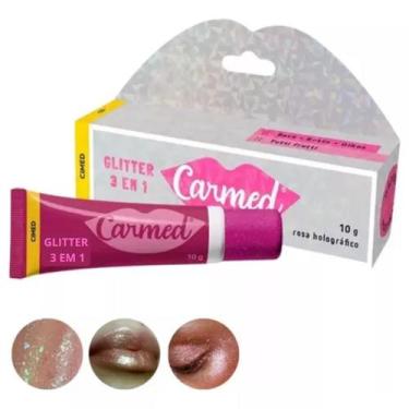 Imagem de Carmed Glitter 3 Em 1 Rosa Holográfico 10g Boca Rosto Olhos - CIMED