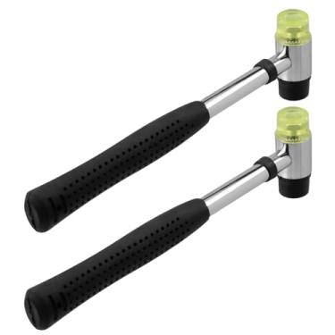 Imagem de Wealrit 2 peças de martelo de borracha de 21 mm martelo de borracha dupla face nylon martelo de metal para joias, artesanato em couro, instalação de piso de madeira (preto)
