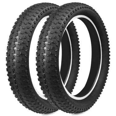 Imagem de WEEROCK Pneus de bicicleta de 61 cm Fat Tire Electric Bike Pacote com 2 61 x 7,5 cm Pneu Gordo Pneu de Contas Dobráveis Compatível com E-Bike 24 Polegadas Bicicleta Larga Montanha Neve