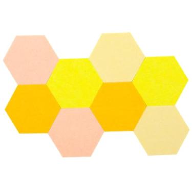 Imagem de Placa de feltro hexagonal, quadro de avisos autoadesivo DIY, 8 peças, placa de alfinete de cortiça de feltro com 20 pinos para decoração de parede, memorandos, fotos, exibição de notas (amarelo