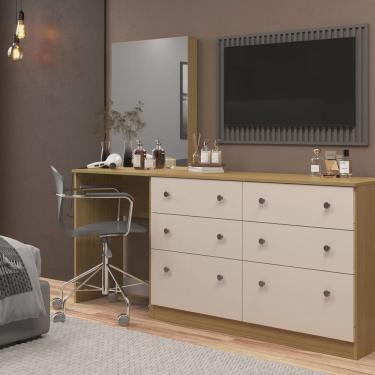 Imagem de Cômoda Penteadeira 6 Gavetas e Espelho Maite Yescasa