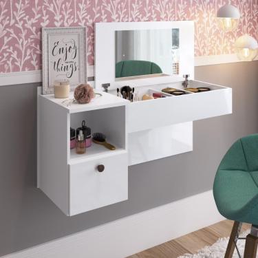 Imagem de Penteadeira Camarim c/Espelho Suspensa 1GVT Mu111 Branco