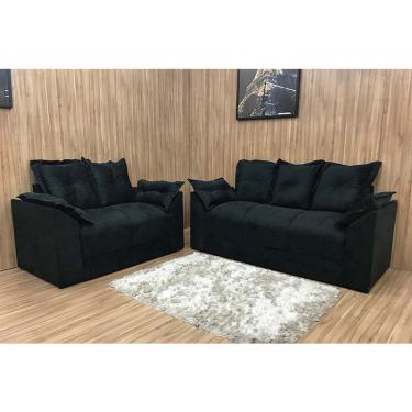 Imagem de Conjunto 2 e 3 lugares Paris Suede - Preto