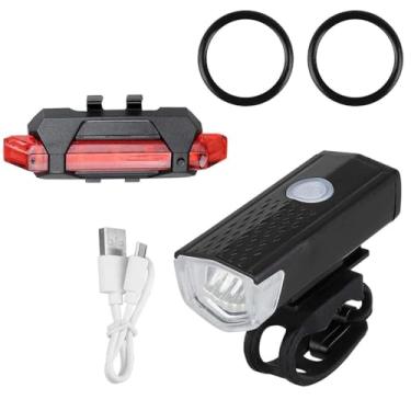 Imagem de Kit Farol e Sinalizador LED para Ciclismo Recarregável USB e Lanterna Traseira para Bicicleta a Prova D'Agua
