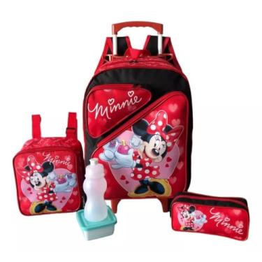 Imagem de Kit Mochila Infantil Minnie Perfume Rodinhas Tam G Meninas