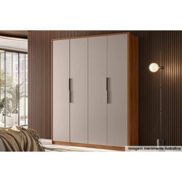 Imagem de Guarda Roupa Solteiro 4 Portas e 3 Gavetas Attore Nogueira/Nude - Demóbile