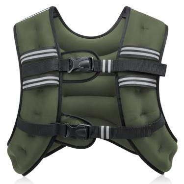 Imagem de ZELUS Colete pesado, 3,6 kg, 5,4 kg, 7,3 kg, 9 kg, colete de peso ajustável para homens e mulheres, colete de peso corporal com faixa refletiva e bolsa de braçadeira para academia em casa, treinamento