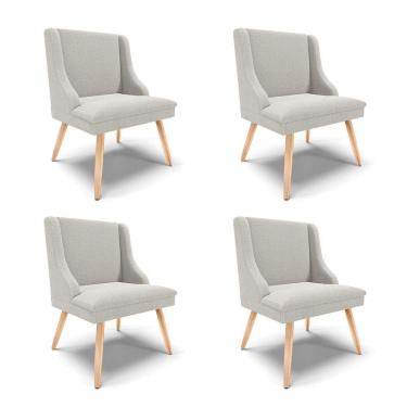 Imagem de Cadeira Sala De Jantar Pé Palito Natural Kit 4 Liz Bouclê Cinza D03 - D`rossi