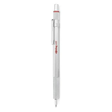 Imagem de rOtring Caneta esferográfica 600, ponta média, tinta preta, barril prateado, recarregável