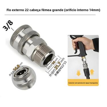 Imagem de Adaptador Giratório M22 14mm/15mm para Lavadora de Pressão - Aço Inoxi