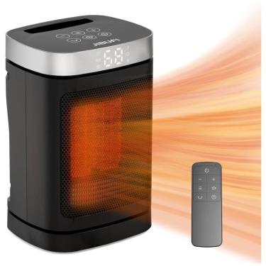 Imagem de Aquecedor Elétrico JIBUFI 1500W PTC, Portátil com Rotação de 70°, Controle Remoto, Aquecimento Eficiente e Seguro para Ambientes Internos